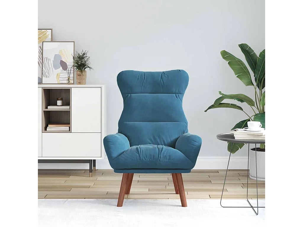 Relaxstoel | Ontspanningsstoel Blauw 69 x 74 x 93 cm Fluweel