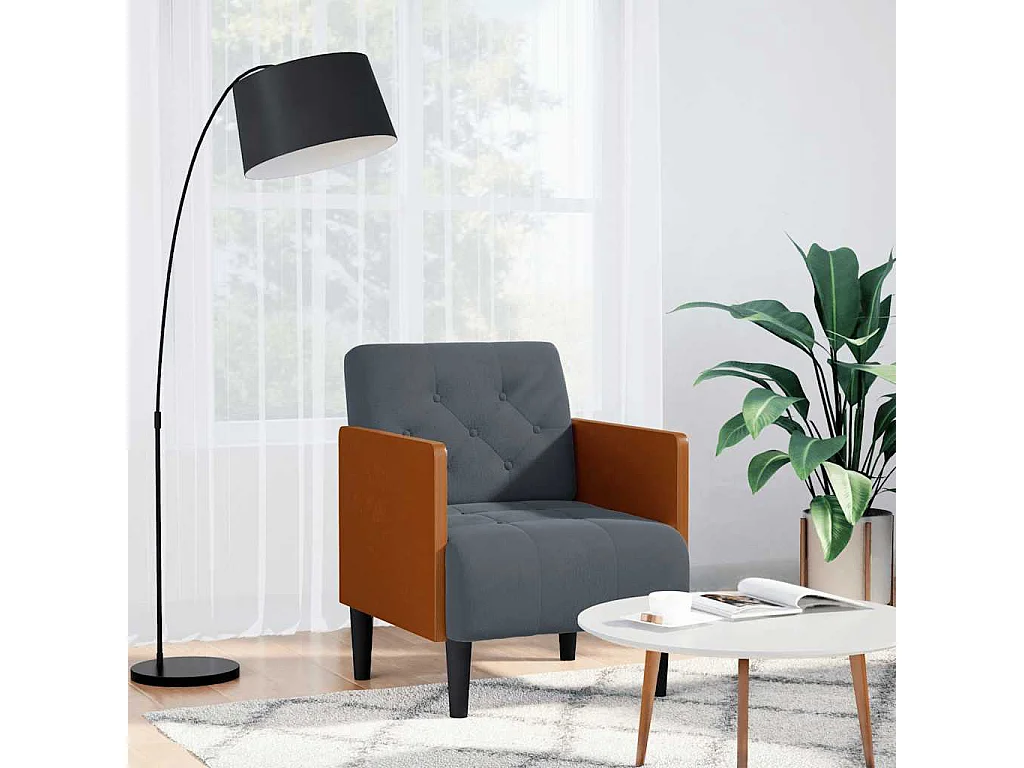 Fauteuil Salon-Chaise de relax avec accoudoirs gris foncé 55 cm velours SHL2218