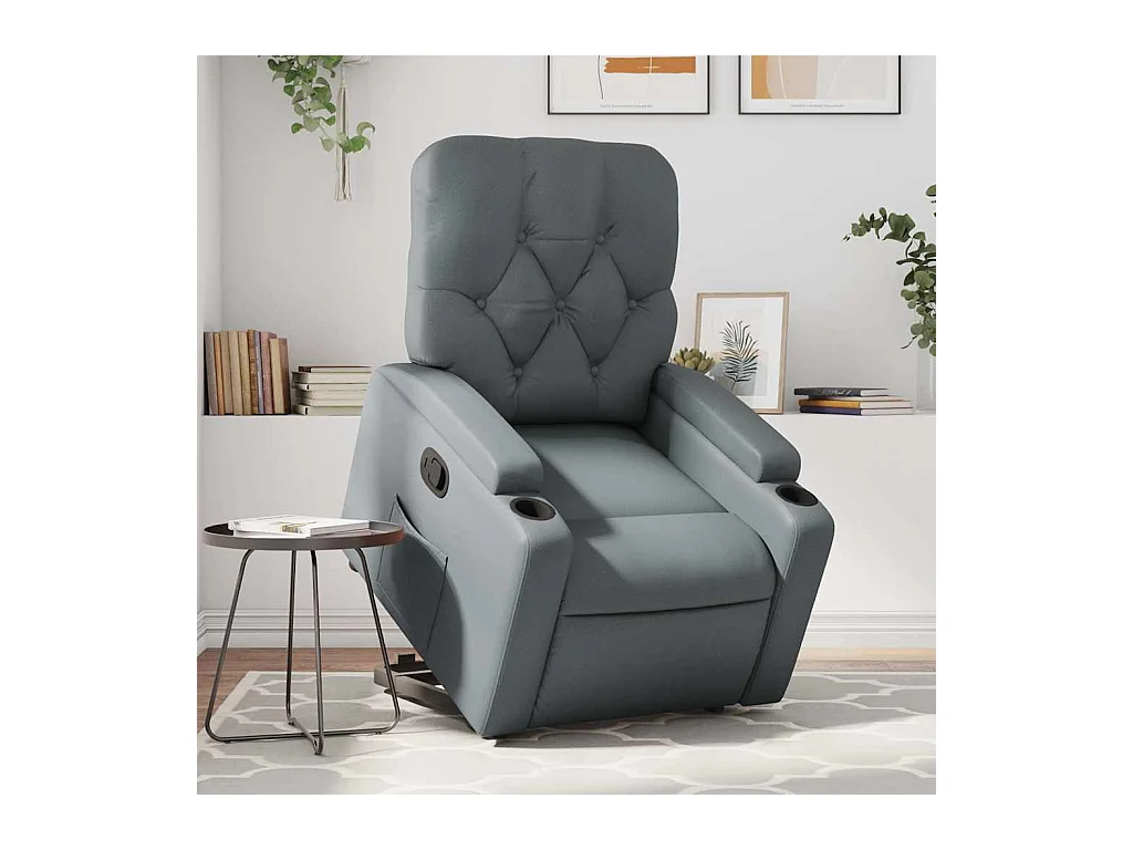 Sillón de relax | Sillón reclinable elevable cuero artificial gris SHL4368