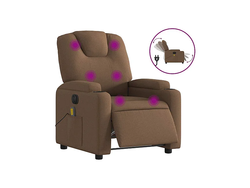 Fauteuil inclinable électrique-Chaise-Fauteuil de Massage marron tissu SHL4238