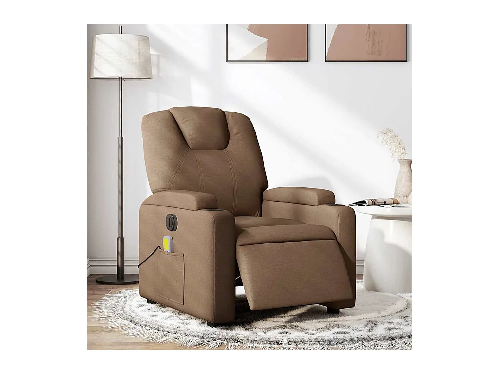 Fauteuil inclinable électrique-Chaise-Fauteuil de Massage marron tissu SHL4238