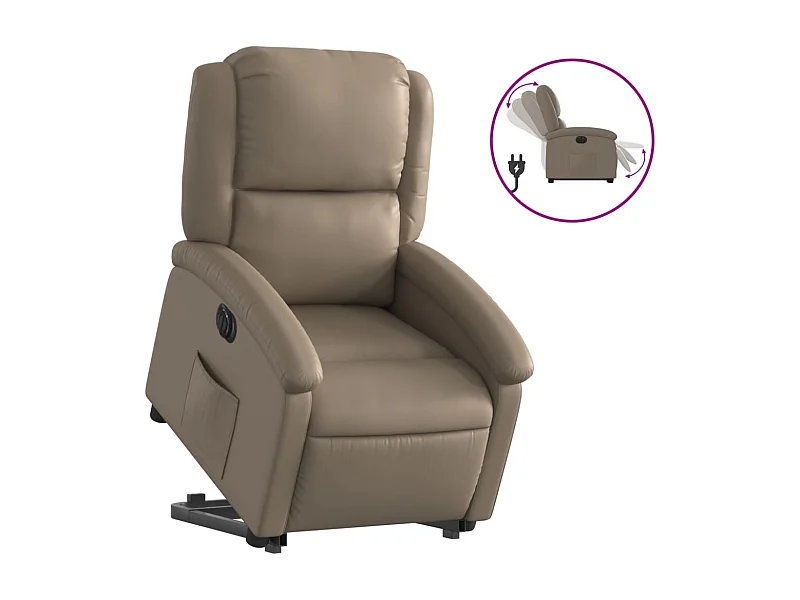 Silla de relax | Sillón elevable eléctrico cuero artificial capuchino SHL4993