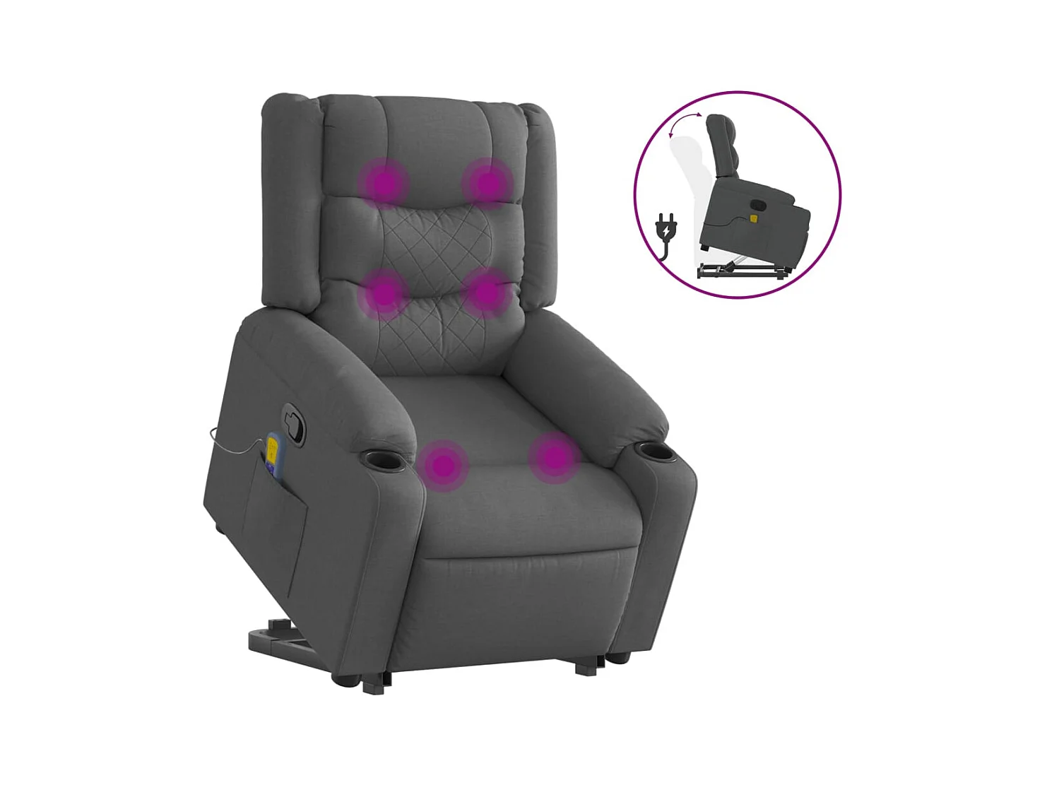 Fauteuil inclinable-Chaise de relax-Fauteuil de Massage Gris foncé Tissu SHL3708