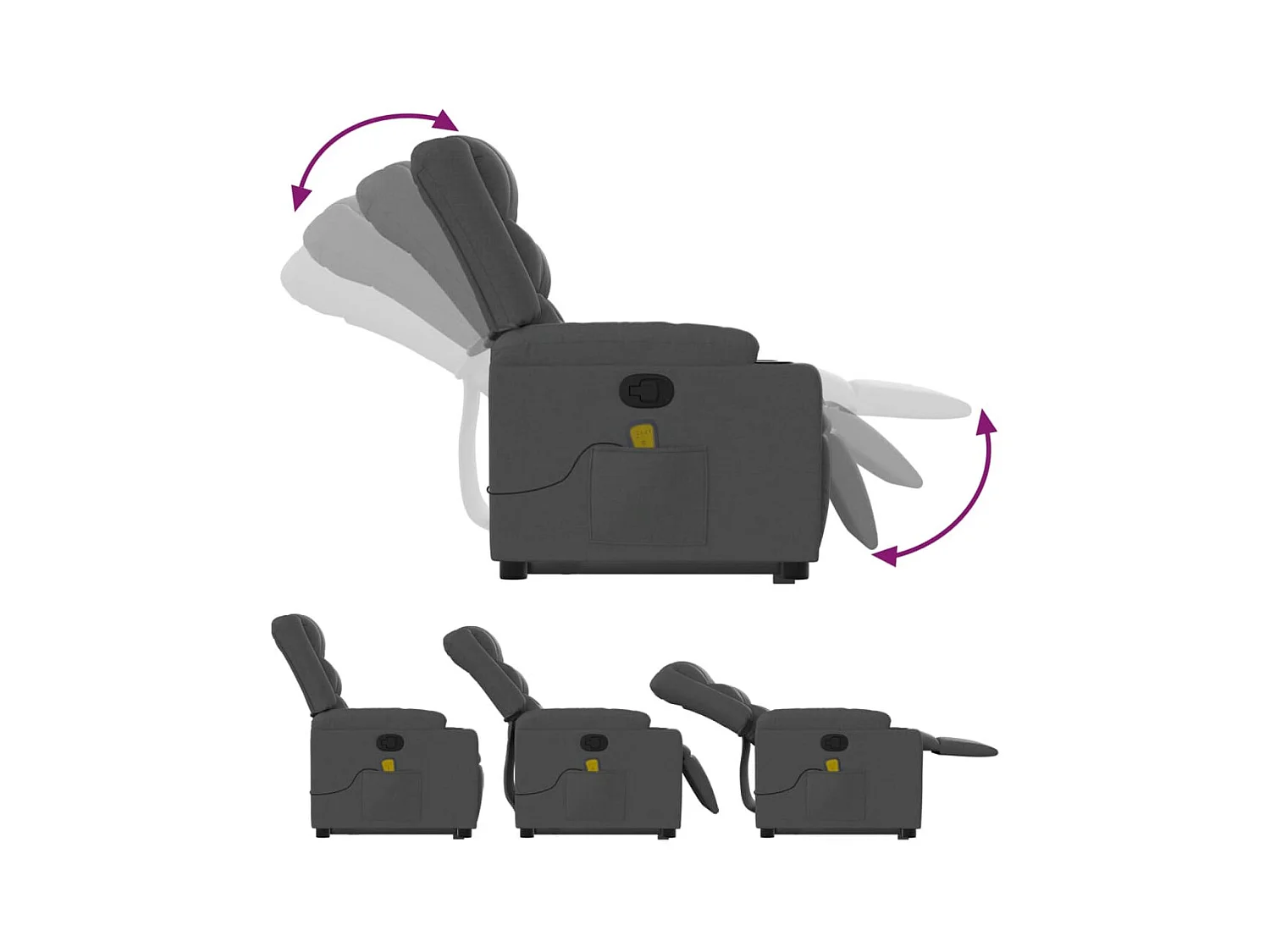 Silla de masaje reclinable de pie de tela gris oscuro SHL3110