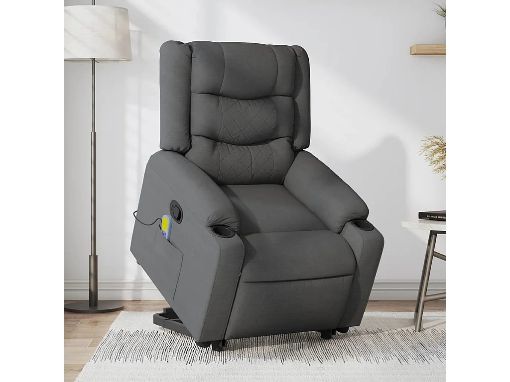 Fauteuil inclinable-Chaise de relax-Fauteuil de Massage Gris foncé Tissu SHL3708
