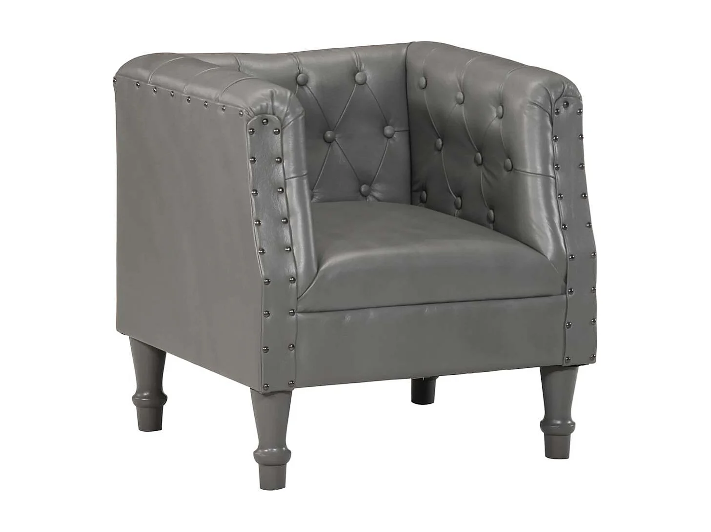 Poltrona Confortável em couro genuíno cinzento SHL135174