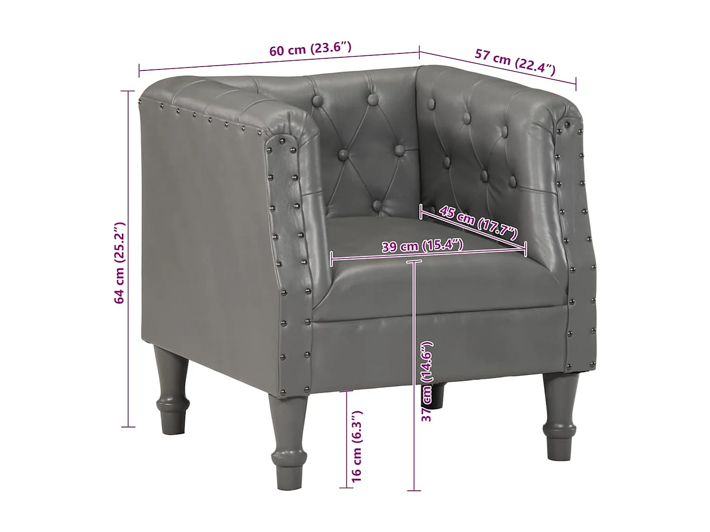 Poltrona Confortável em couro genuíno cinzento SHL135174