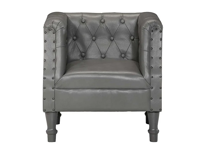 Poltrona Confortável em couro genuíno cinzento SHL135174