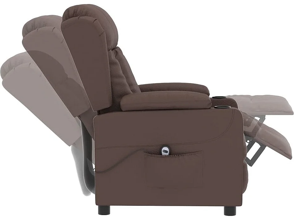 Relaxstoel | Fauteuil verstelbaar elektrisch kunstleer bruin