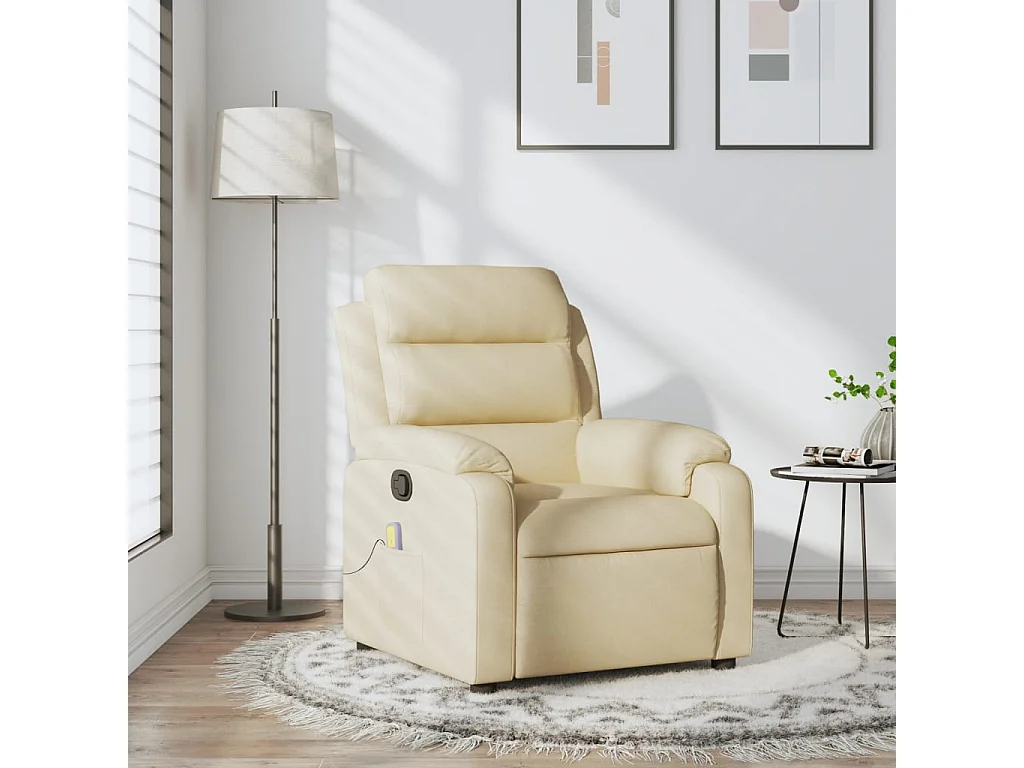 Fauteuil inclinable-Chaise de relax-Fauteuil de Massage crème tissu SHL3418