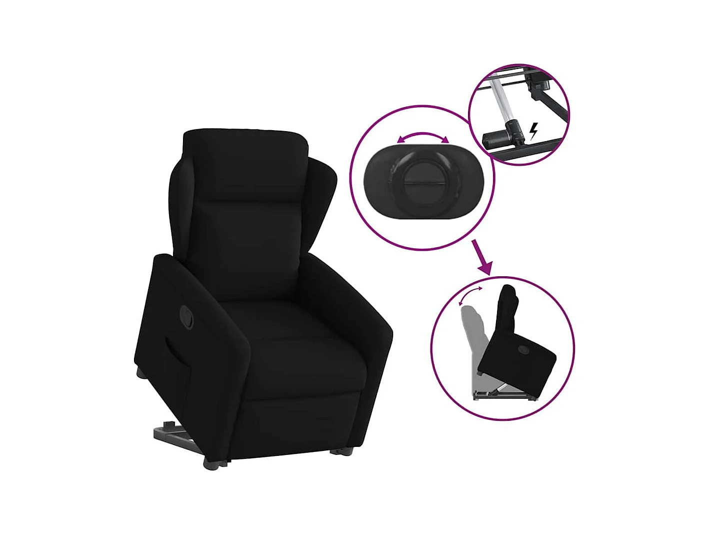 Sillón de relax | Silla | Sillón reclinable elevable tela negro SHL5512