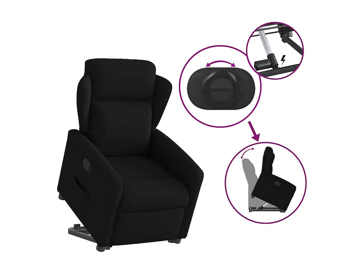 Fauteuil inclinable-Chaise de relax-Fauteuil TV noir tissu SHL1249