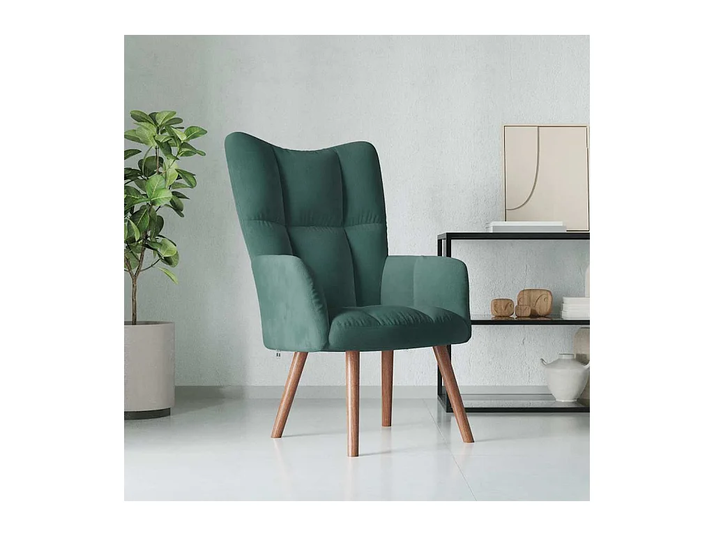 Chaise de relaxation-Fauteuil de Salon Vert foncé Velours SHL4398