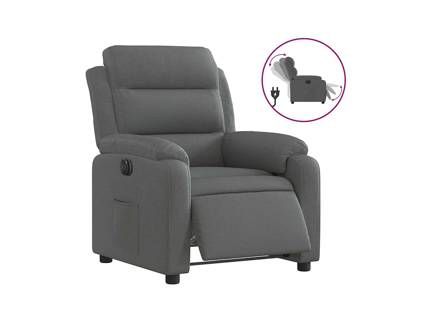 Sillón de relax | Silla | Sillón reclinable eléctrico de tela gris oscuro SHL7767