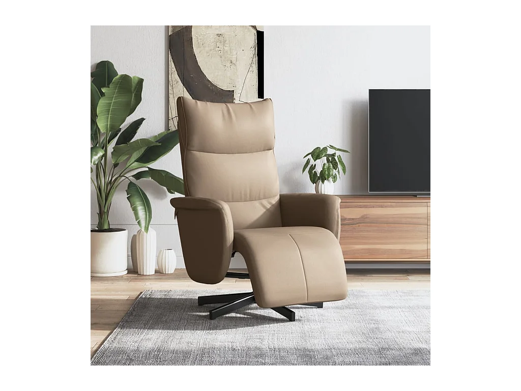Sillón de relax | Sillón reclinable con reposapiés cuero sintético capuchino SHL5378