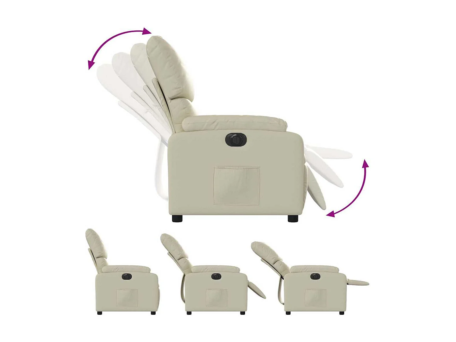 Sillón de relax | Silla | Sillón reclinable eléctrico de cuero sintético crema SHL8685