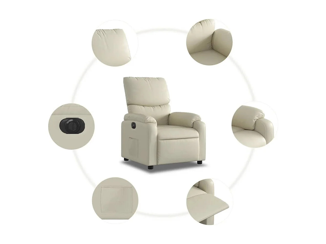 Sillón de relax | Silla | Sillón reclinable eléctrico de cuero sintético crema SHL8685