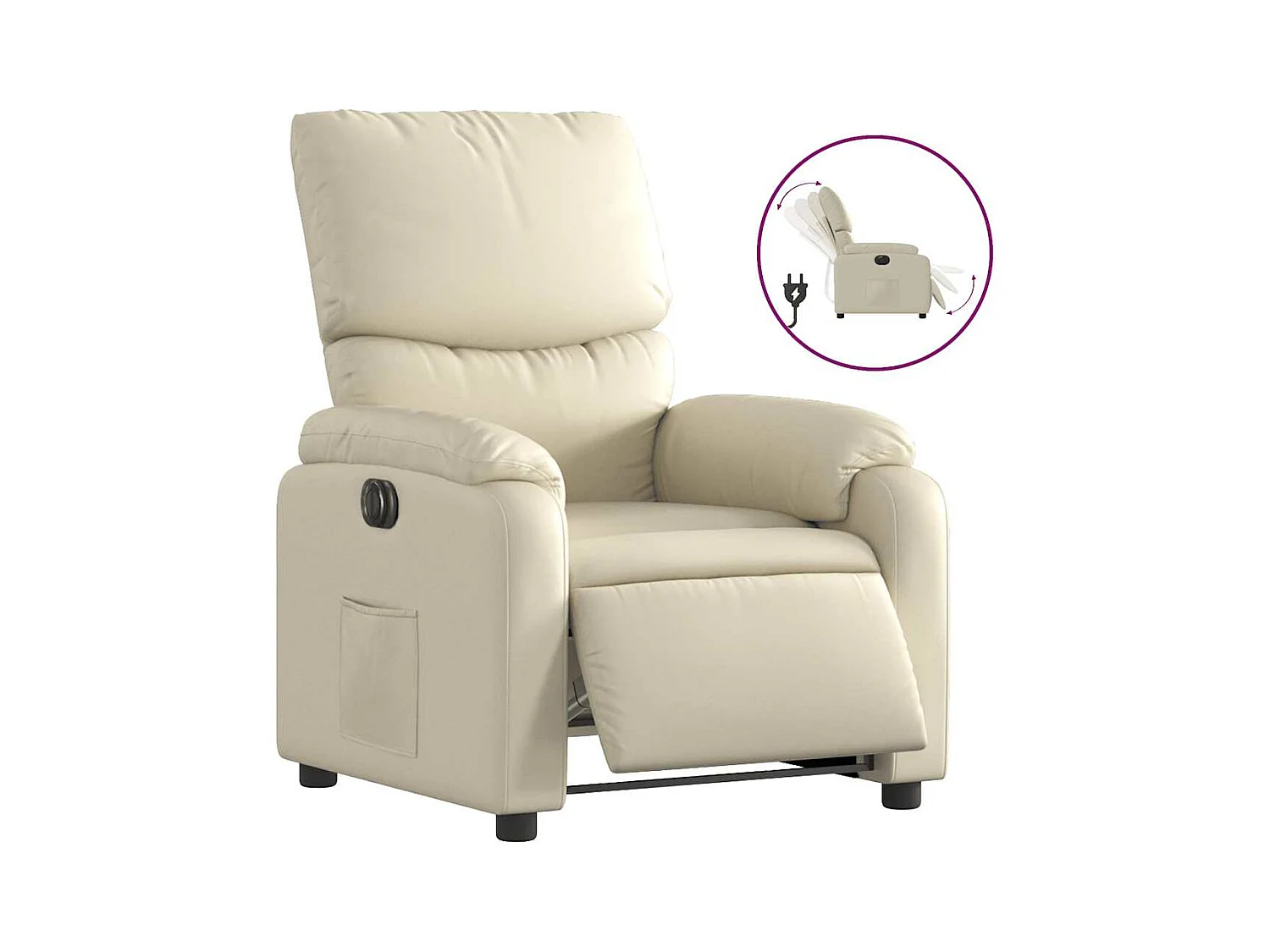 Fauteuil inclinable électrique-Chaise de relax-Fauteuil salon Crème Similicuir SHL3498