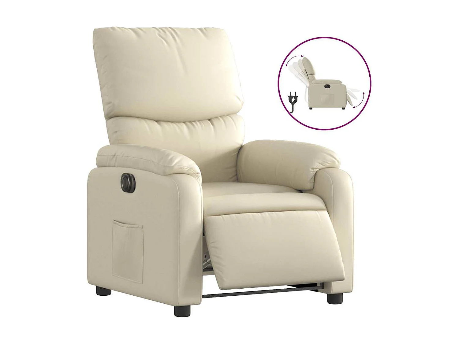 Relaxsessel Elektrisch | Lounge Sessel indoor Creme Kunstleder SHL64183