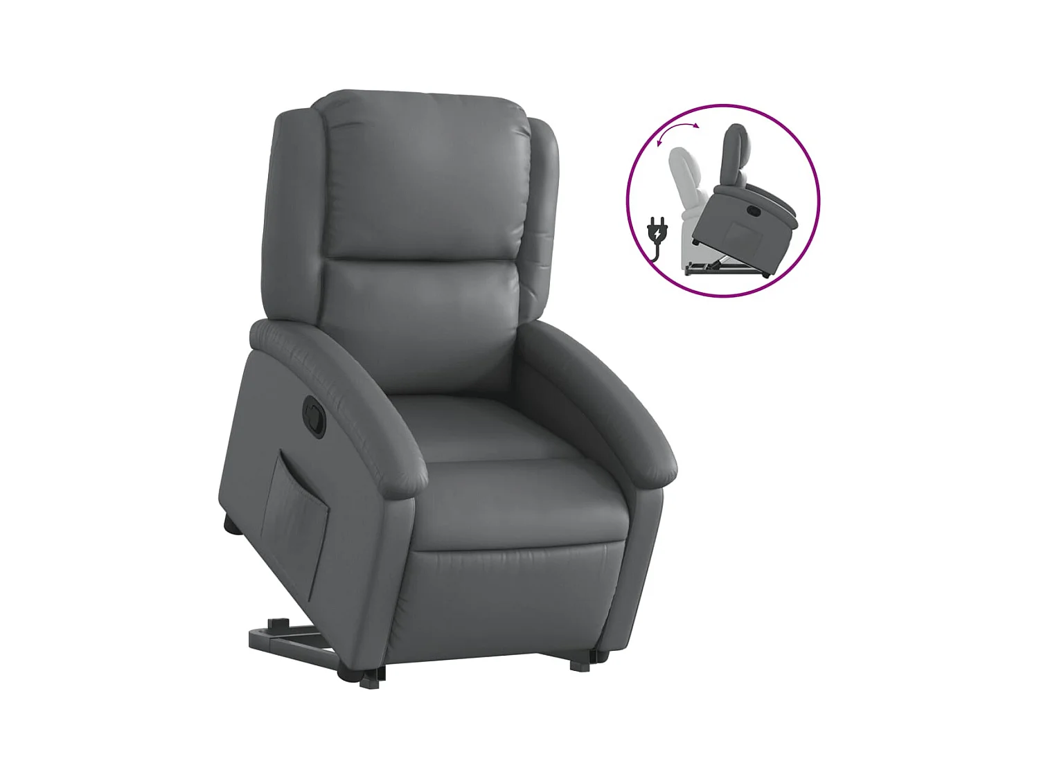 Fauteuil inclinable-Chaise de relax-Fauteuil salon Gris Similicuir SHL5450