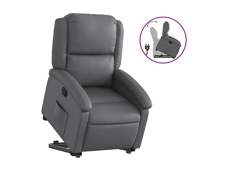 Fauteuil inclinable-Chaise de relax-Fauteuil salon Gris Similicuir SHL5450