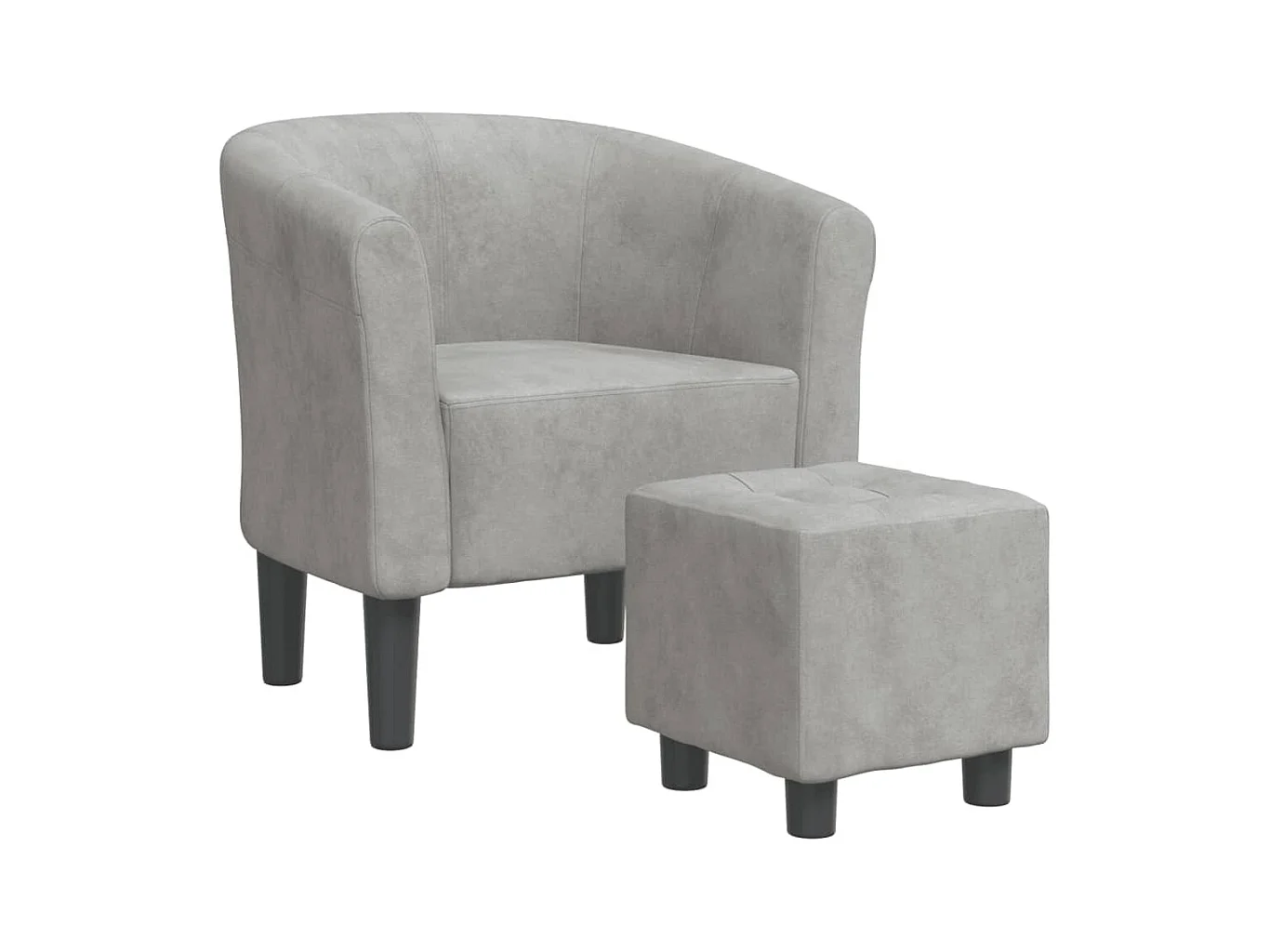Sillón de salón | Silla de relax con taburete terciopelo gris claro SHL3956