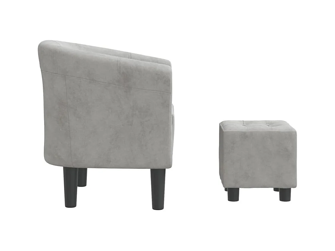 Sillón de salón | Silla de relax con taburete terciopelo gris claro SHL3956