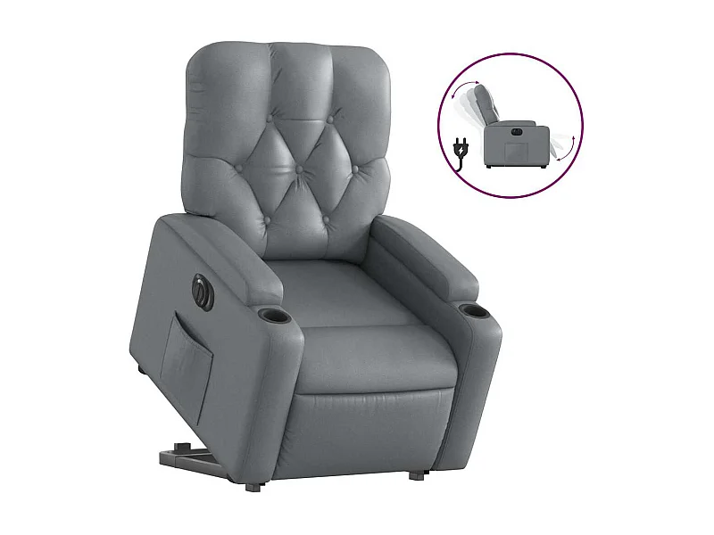 Sillón de relax | Sillón reclinable elevable eléctrico de cuero sintético gris SHL9094