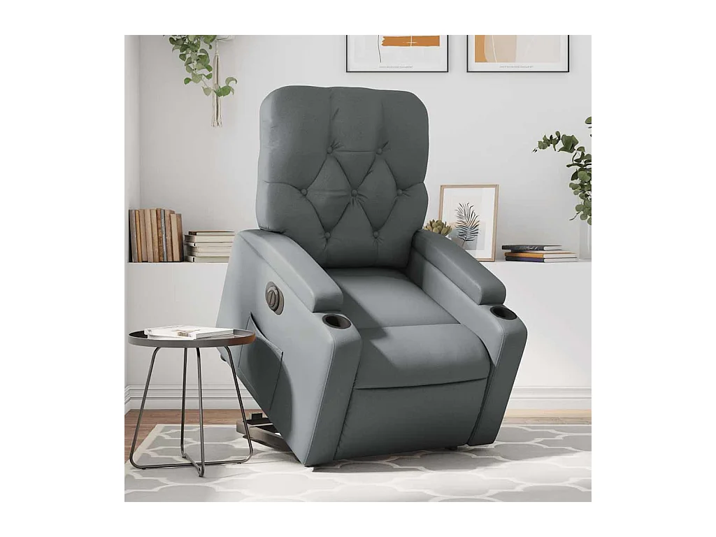 Sillón de relax | Sillón reclinable elevable eléctrico de cuero sintético gris SHL9094