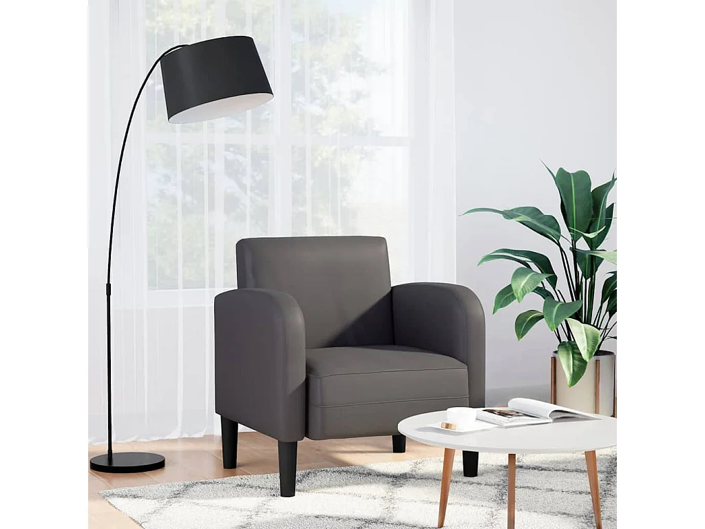 Poltrona | Cadeira Relax com apoios de braços 54 cm couro artificial cinzento SHL248859
