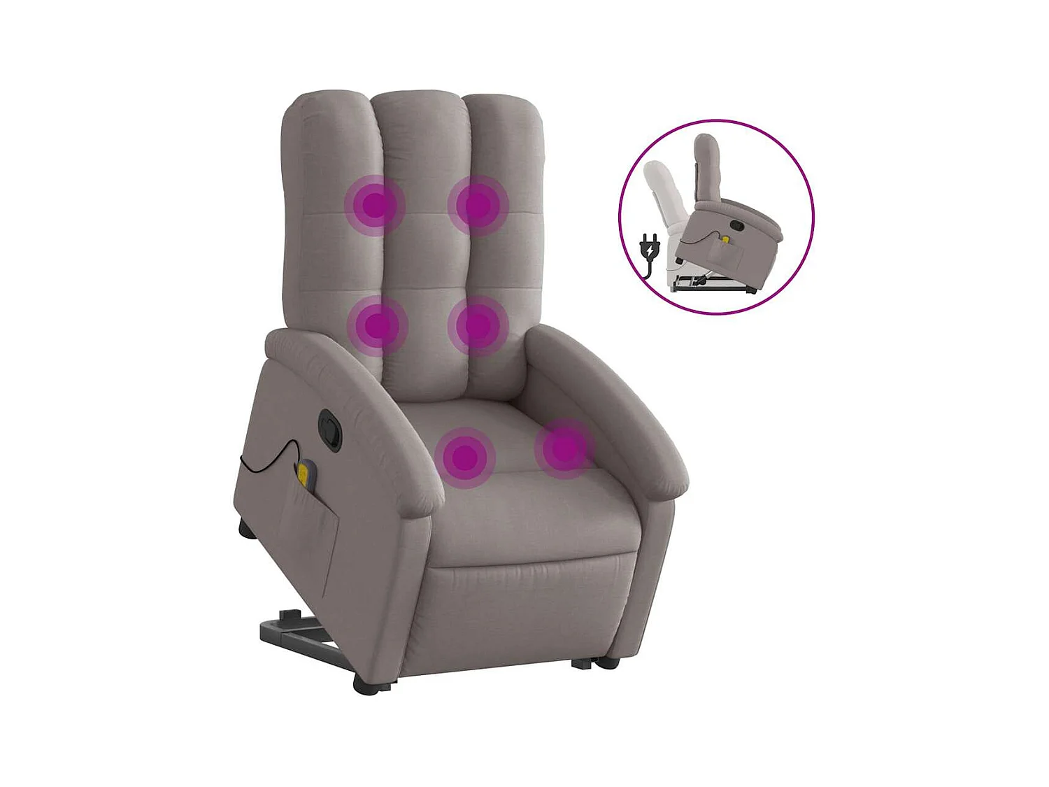 Sillón de relax | Sillón reclinable de masaje elevable tela gris taupé SHL3238