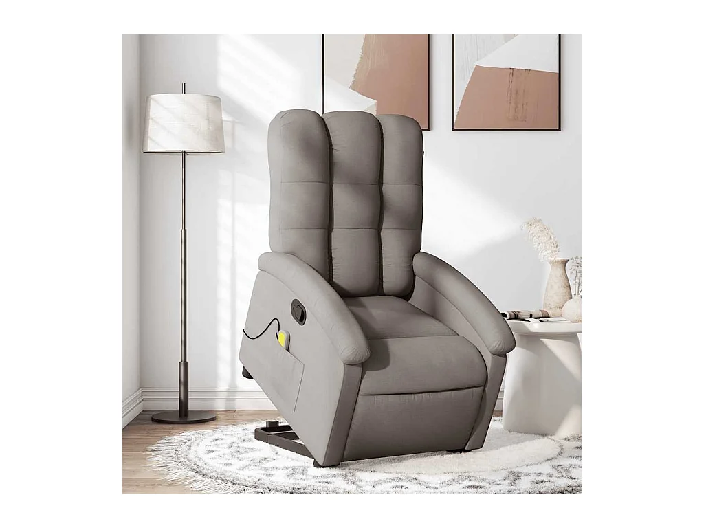 Sillón de relax | Sillón reclinable de masaje elevable tela gris taupé SHL3238