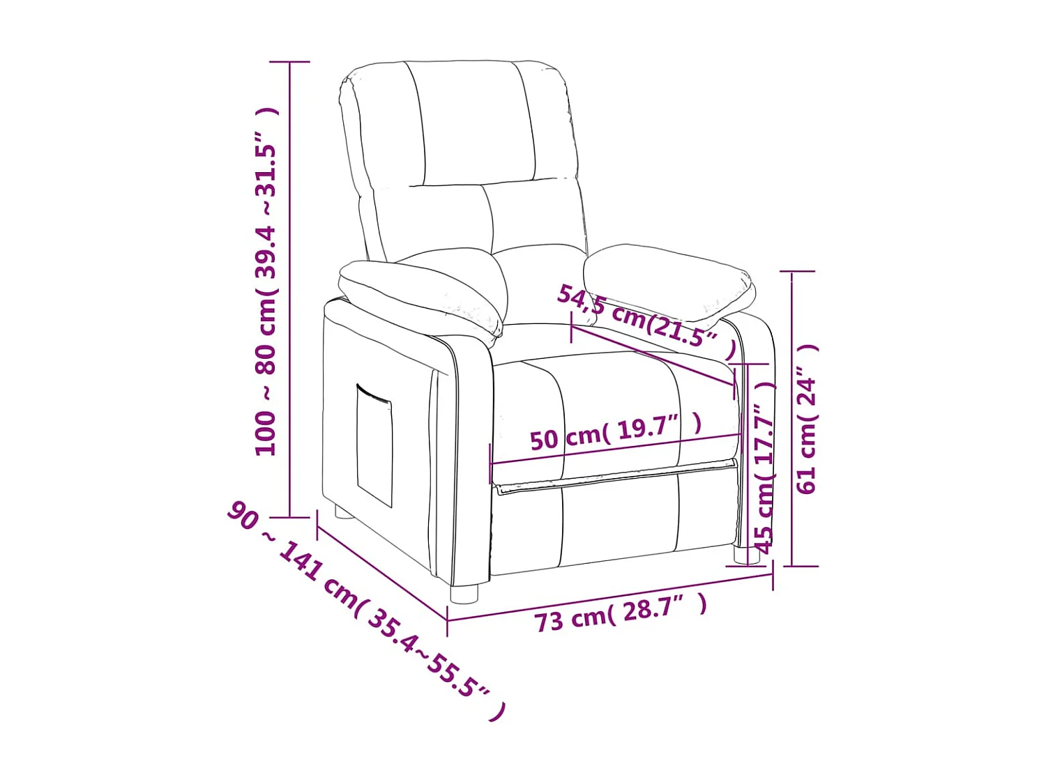 Sillón de relax | Silla | Sillón reclinable de tela gris oscuro SHL7892