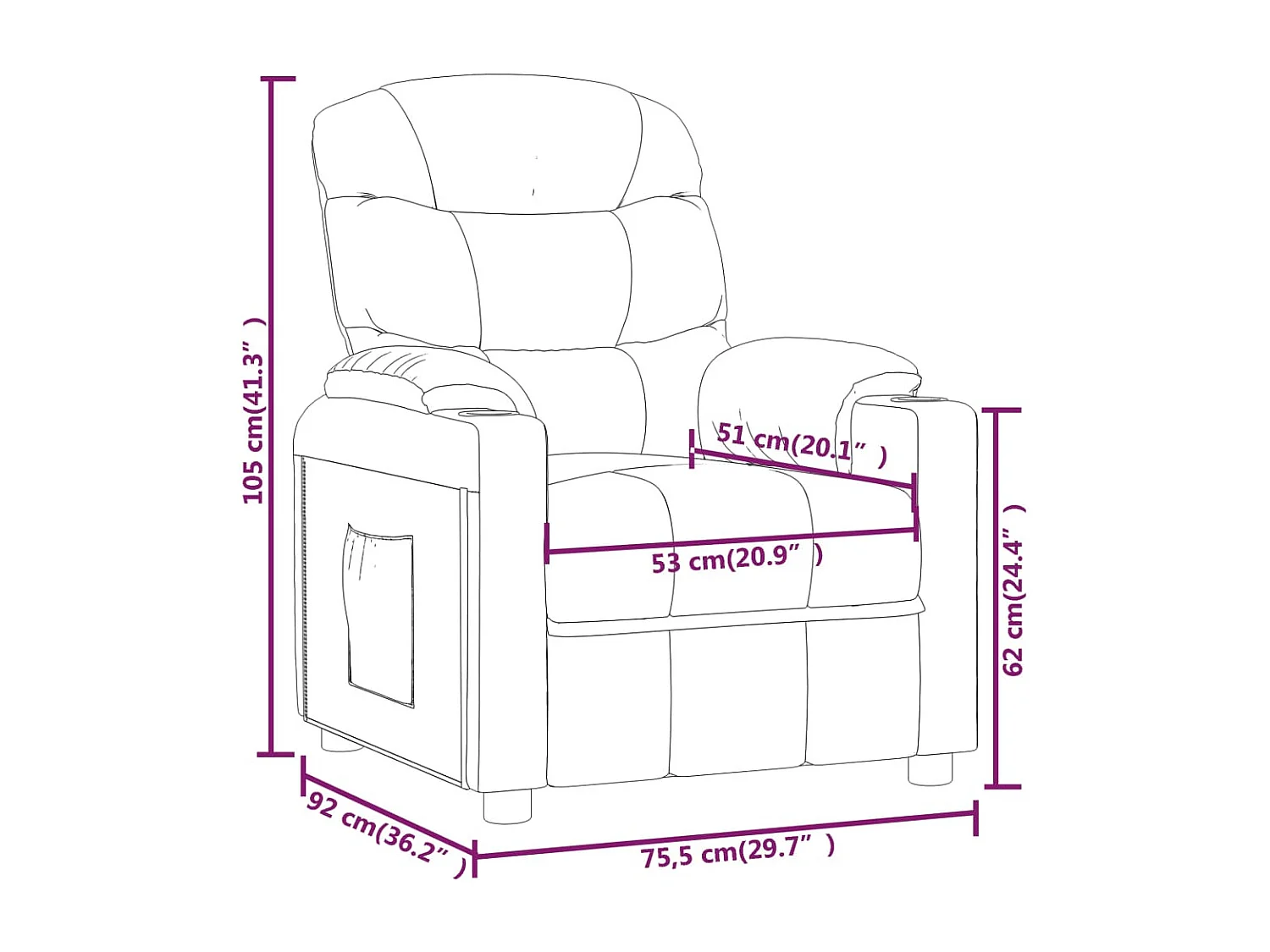 Fauteuil inclinable-Fauteuil de salon Taupe Tissu SHL1654