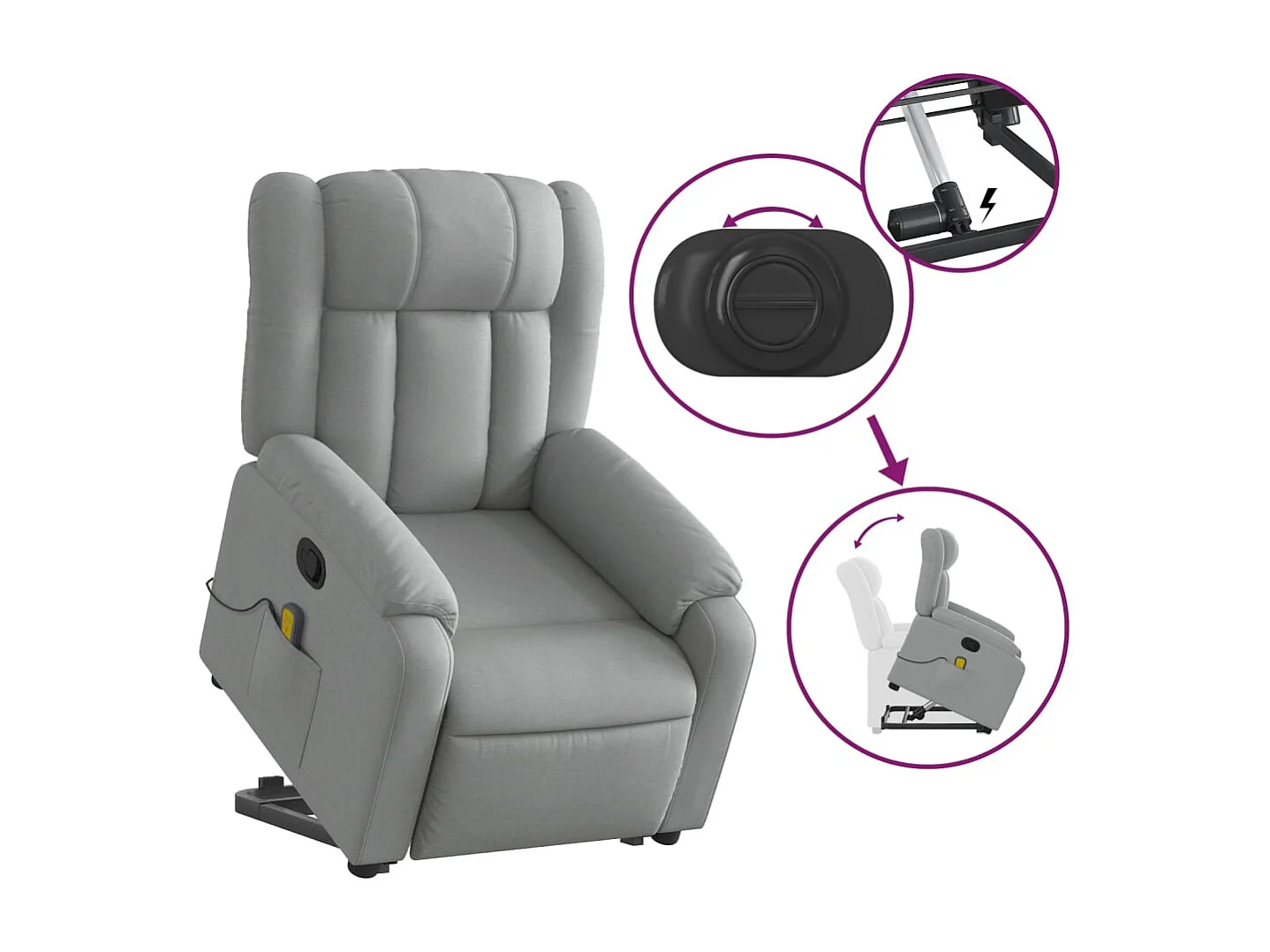 Sillón de salón | Silla | Sillón de masaje reclinable de pie de tela gris claro SHL7782