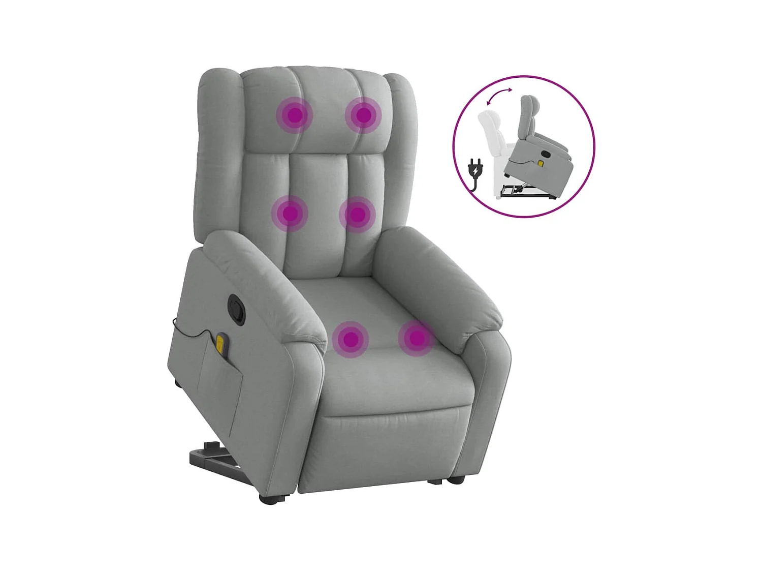 Fauteuil inclinable-Chaise de relax-Fauteuil de Massage Gris clair Tissu SHL2785