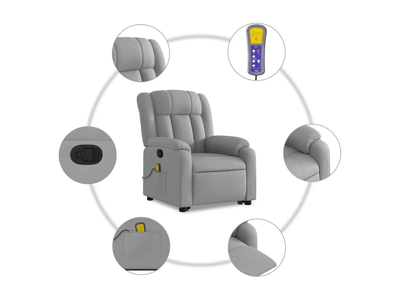 Sillón de salón | Silla | Sillón de masaje reclinable de pie de tela gris claro SHL7782