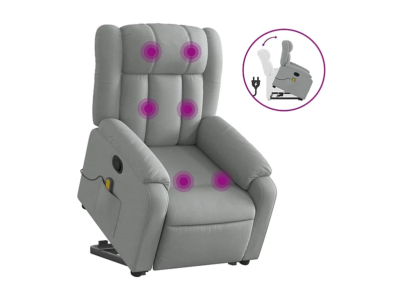 Fauteuil inclinable-Chaise de relax-Fauteuil de Massage Gris clair Tissu SHL2785