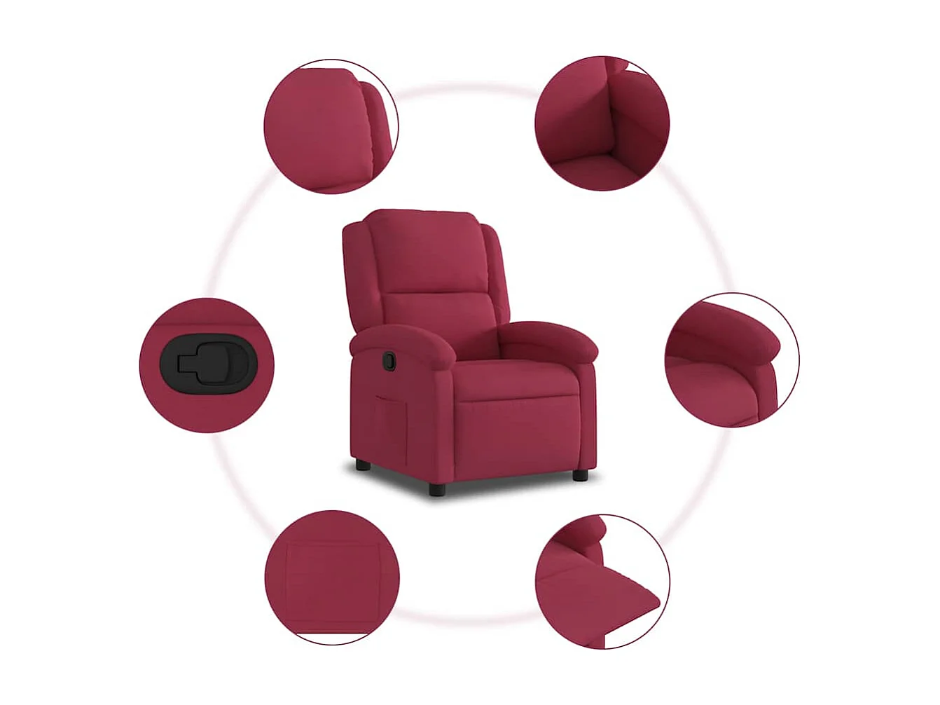 Sillón de relax | Silla | Sillón reclinable de terciopelo rojo tinto SHL7222