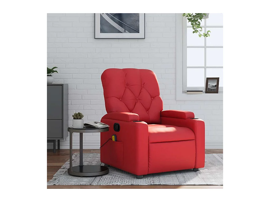 Sillón de salón | Silla | Sillón de masaje reclinable cuero sintético rojo SHL3091