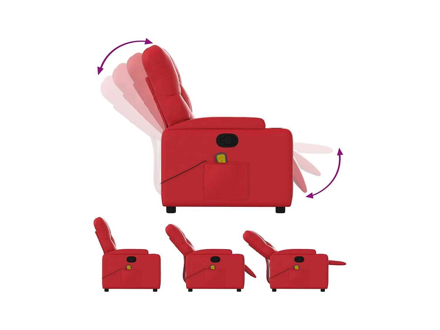 Sillón de salón | Silla | Sillón de masaje reclinable cuero sintético rojo SHL3091