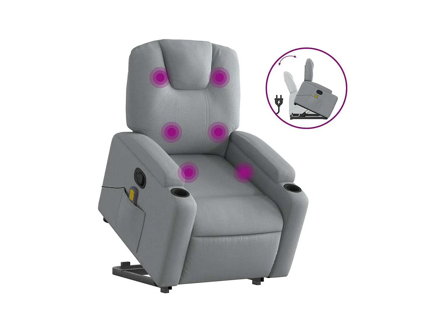 Fauteuil inclinable-Chaise de relax-Fauteuil de Massage Gris clair Tissu SHL3218