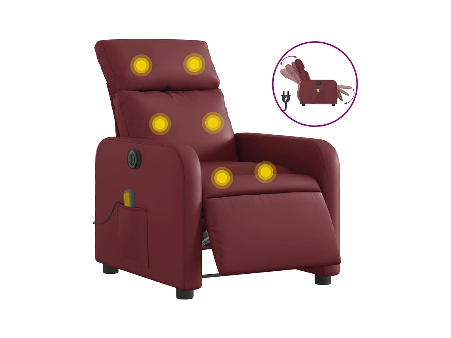 Fauteuil inclinable électrique-Fauteuil de massage de Salon rouge bordeaux SHL2261