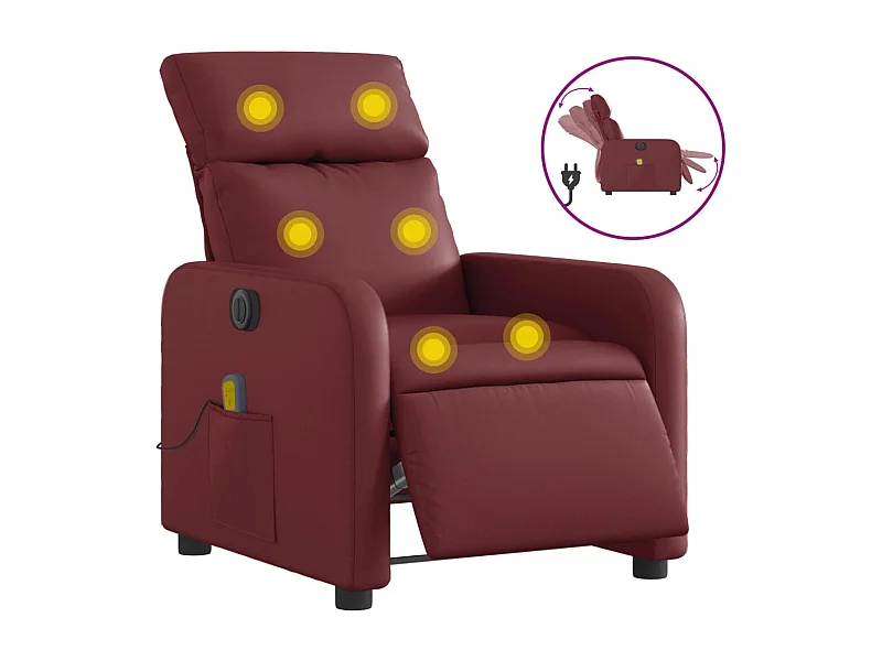 Fauteuil inclinable électrique-Fauteuil de massage de Salon rouge bordeaux SHL2261