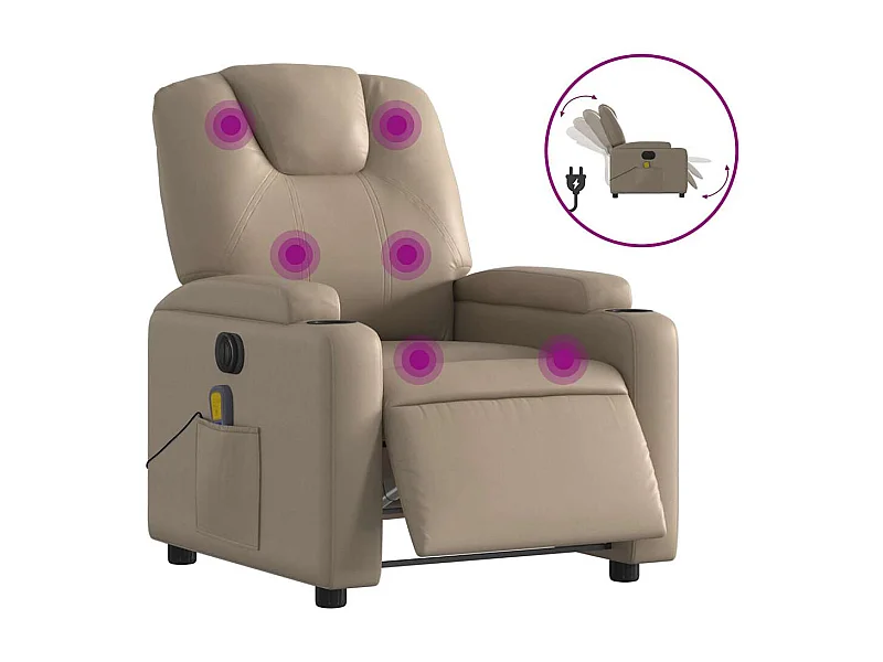 Fauteuil inclinable électrique-Fauteuil de massage pour Salon cappuccino similicuir SHL3927