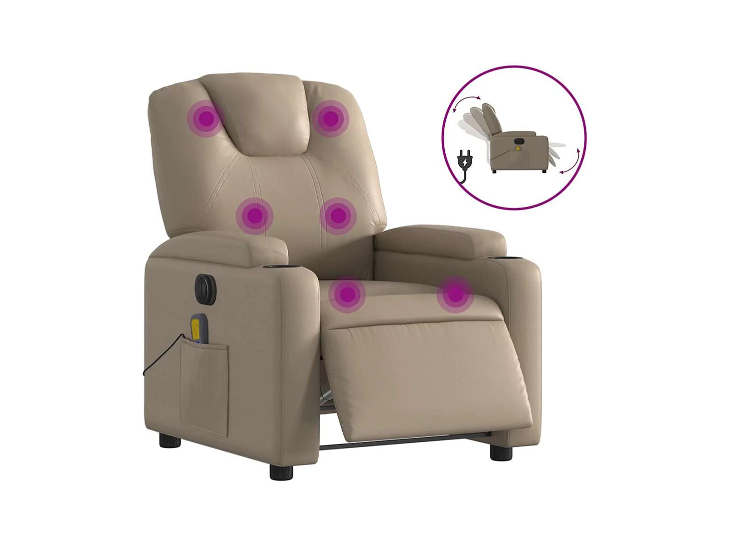 Fauteuil inclinable électrique-Fauteuil de massage pour Salon cappuccino similicuir SHL3927