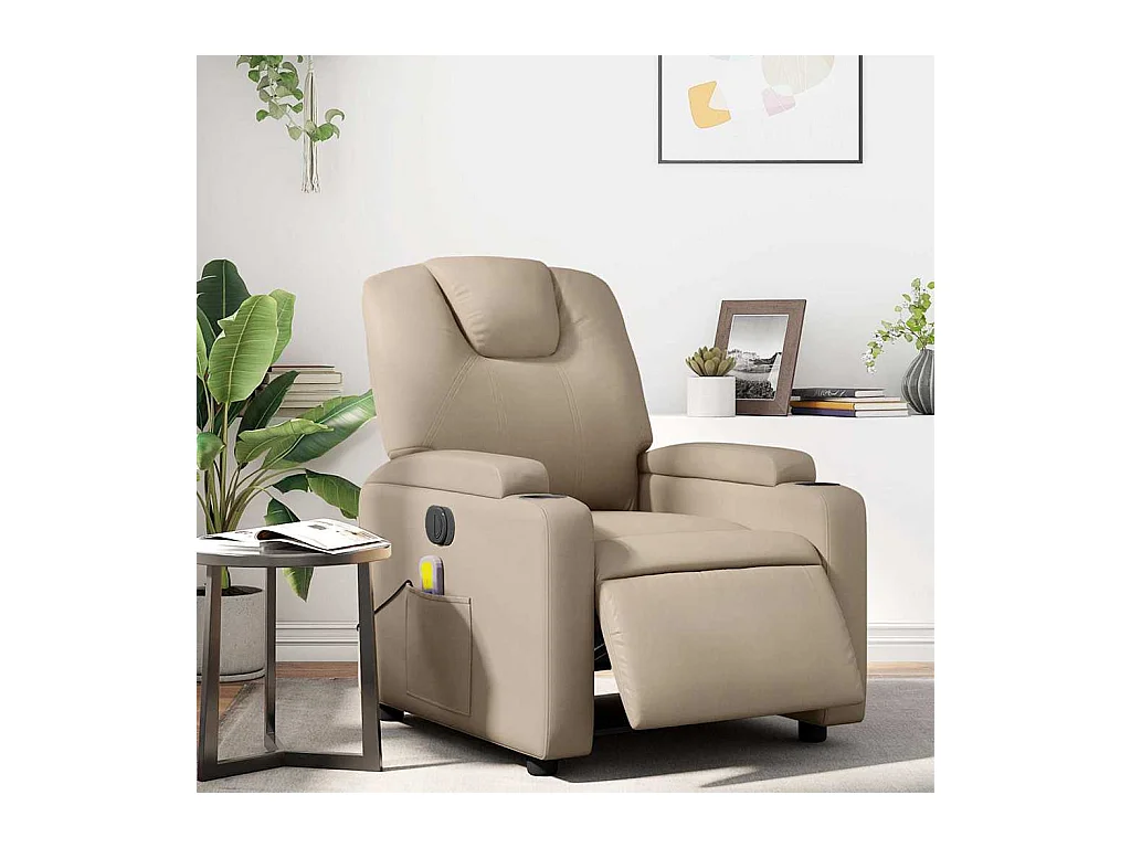 Fauteuil inclinable électrique-Fauteuil de massage pour Salon cappuccino similicuir SHL3927