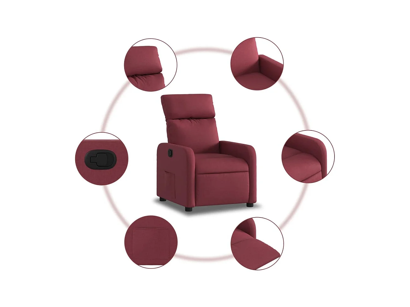 Sillón de relax | Silla | Sillón reclinable de tela rojo tinto SHL4622