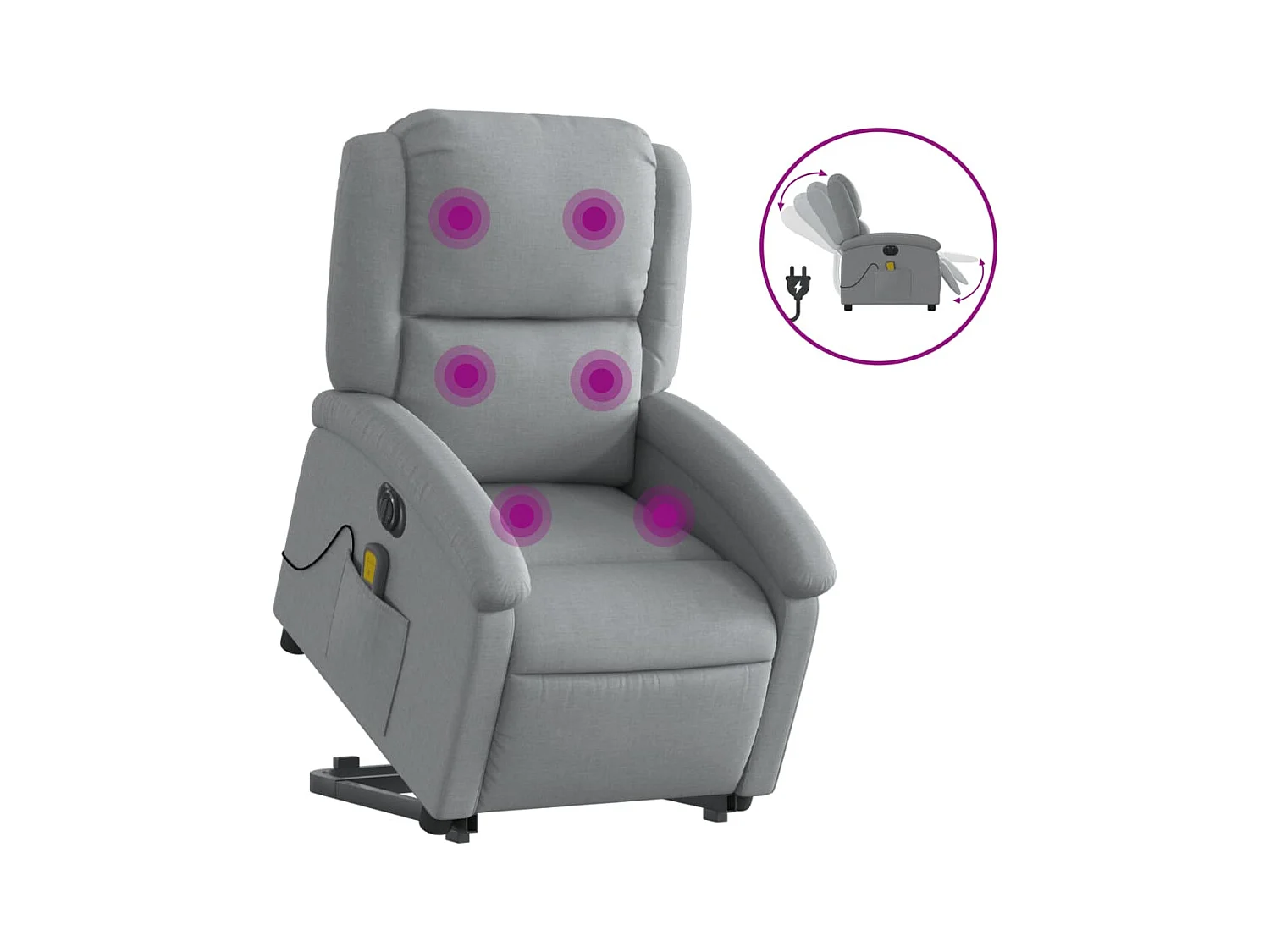 Sillón de salón | Silla | Sillón de masaje eléctrico reclinable elevable tela gris claro SHL4999