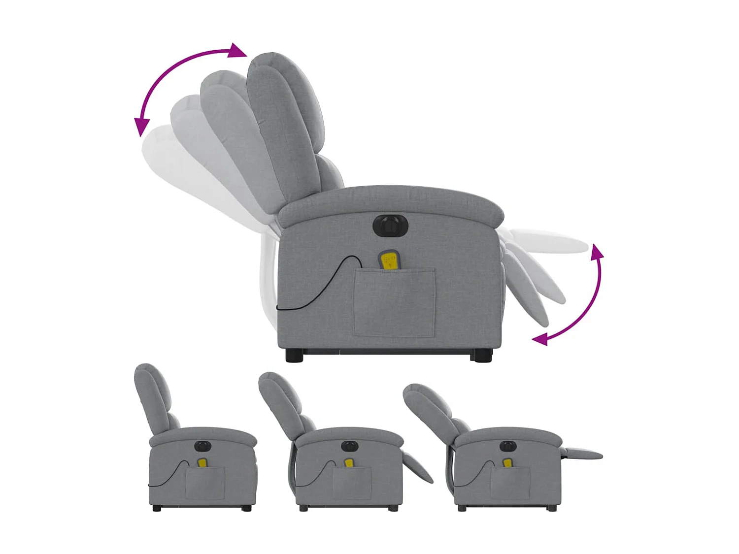 Sillón de salón | Silla | Sillón de masaje eléctrico reclinable elevable tela gris claro SHL4999